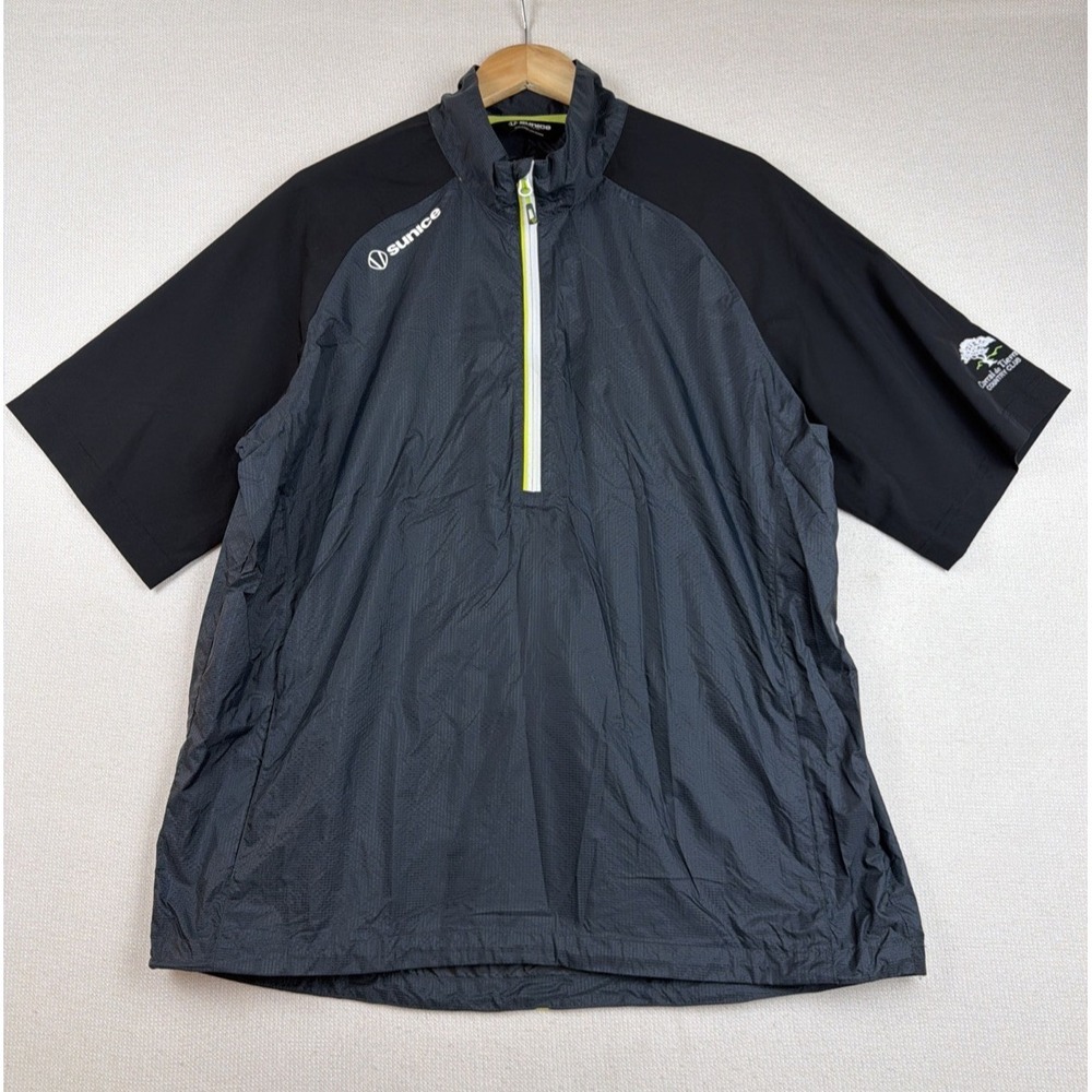 Sunice Half Zip Nylon‎ Windbreaker Mens Size L Black Golf Club* Logo  Athletic